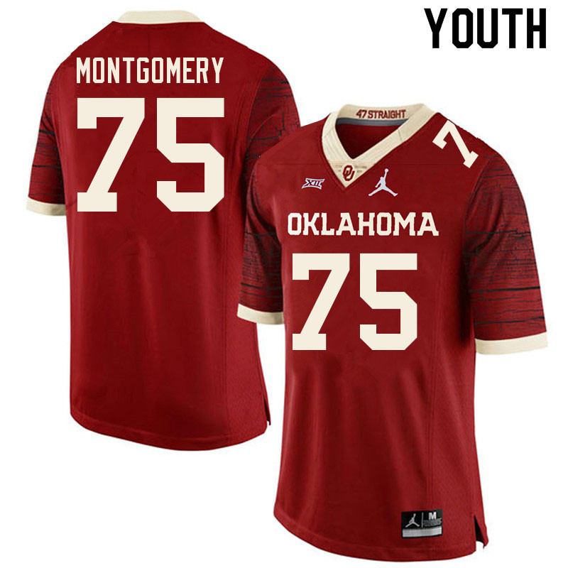 Youth #75 Cullen Montgomery Oklahoma Sooners College Football Jerseys Sale-Retro